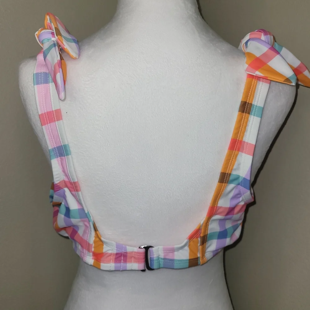 NWT! Kona Sol Bikini Checkered Top, Size XL (16)